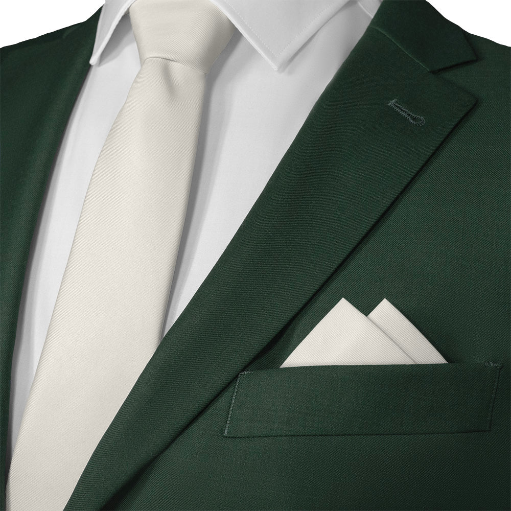 Solid KT Ivory Pocket Square - Matching Necktie- Knotty Tie Co.