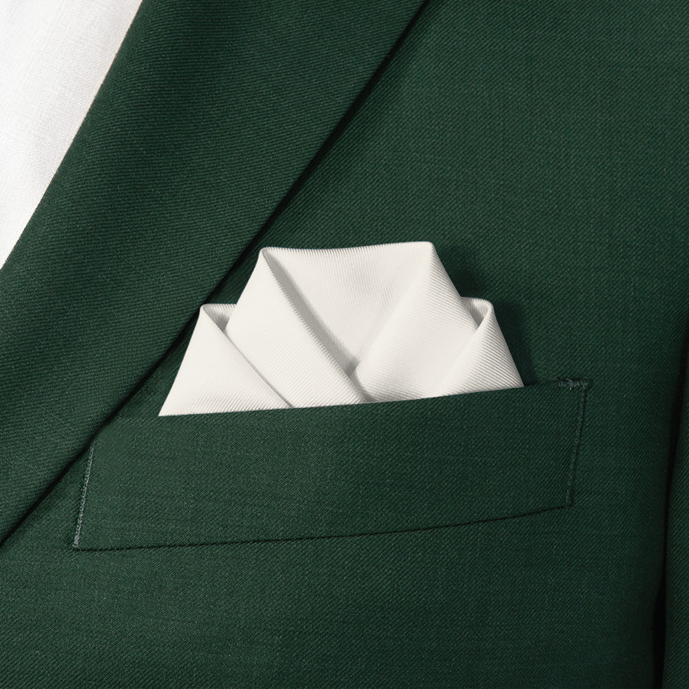 Solid KT Ivory Pocket Square - Scalloped Fold - Knotty Tie Co.