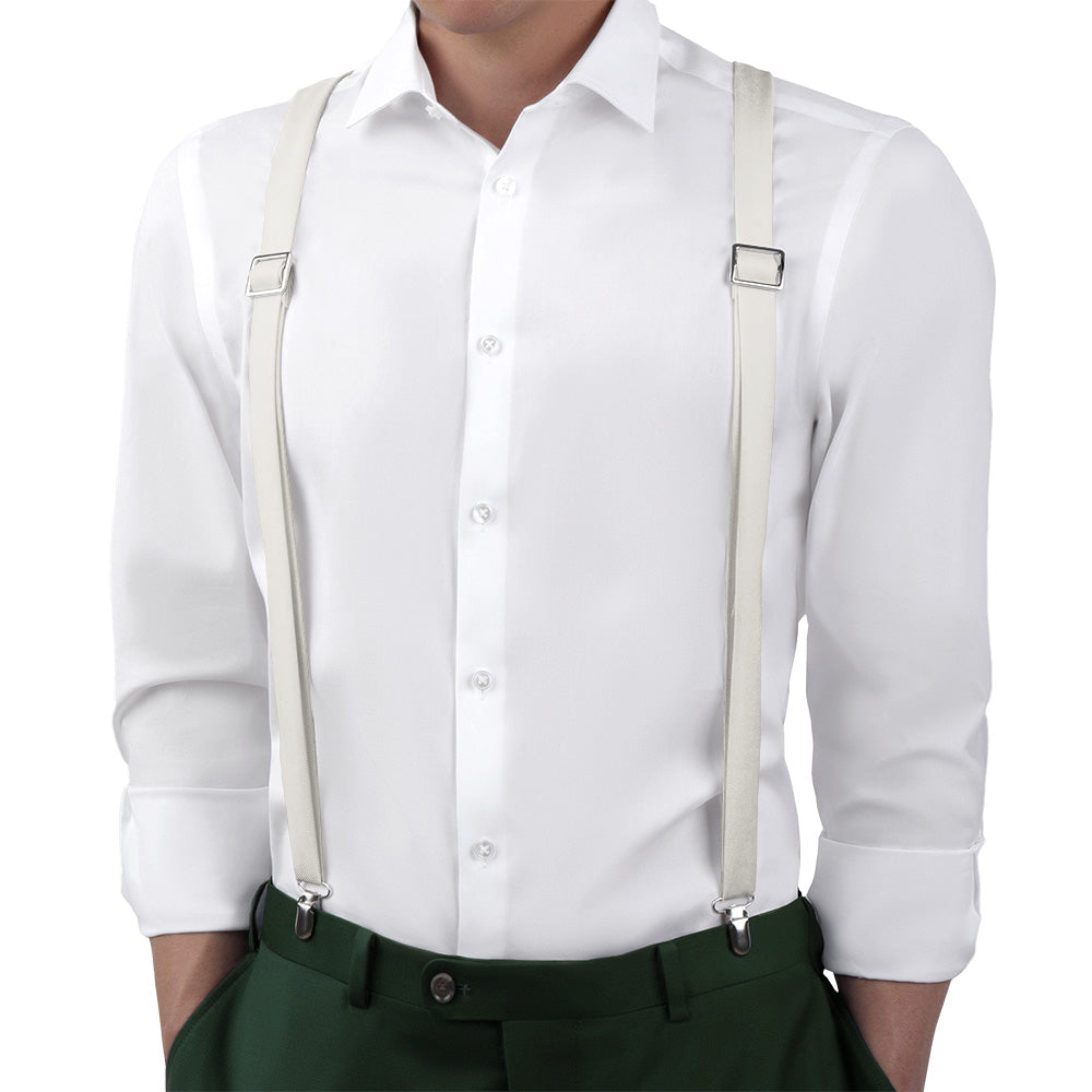 Solid KT Ivory Suspenders - On Model Back View - Knotty Tie Co.