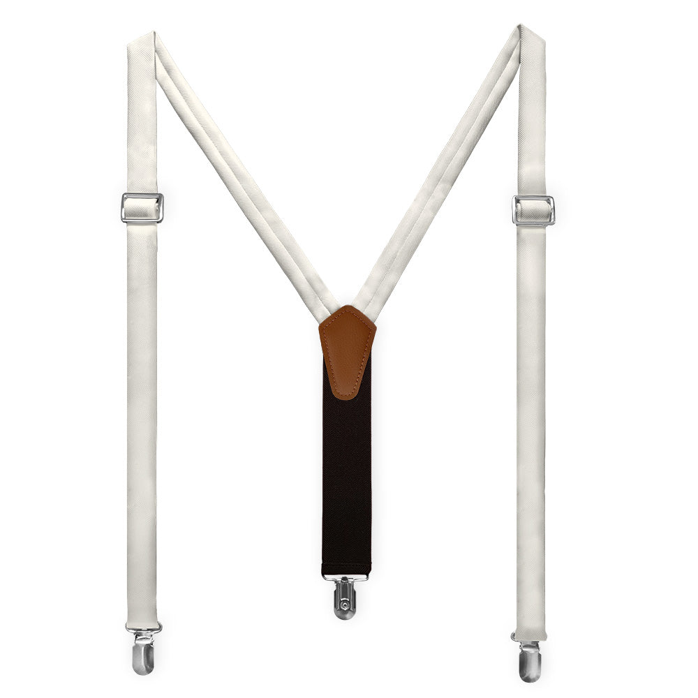Solid KT Ivory Suspenders - Full Front View - Knotty Tie Co.