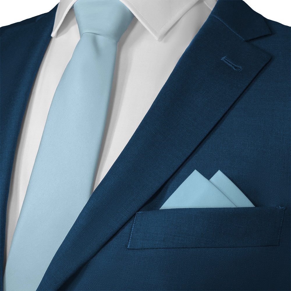 Solid KT Light Blue Pocket Square - Matching Necktie- Knotty Tie Co.