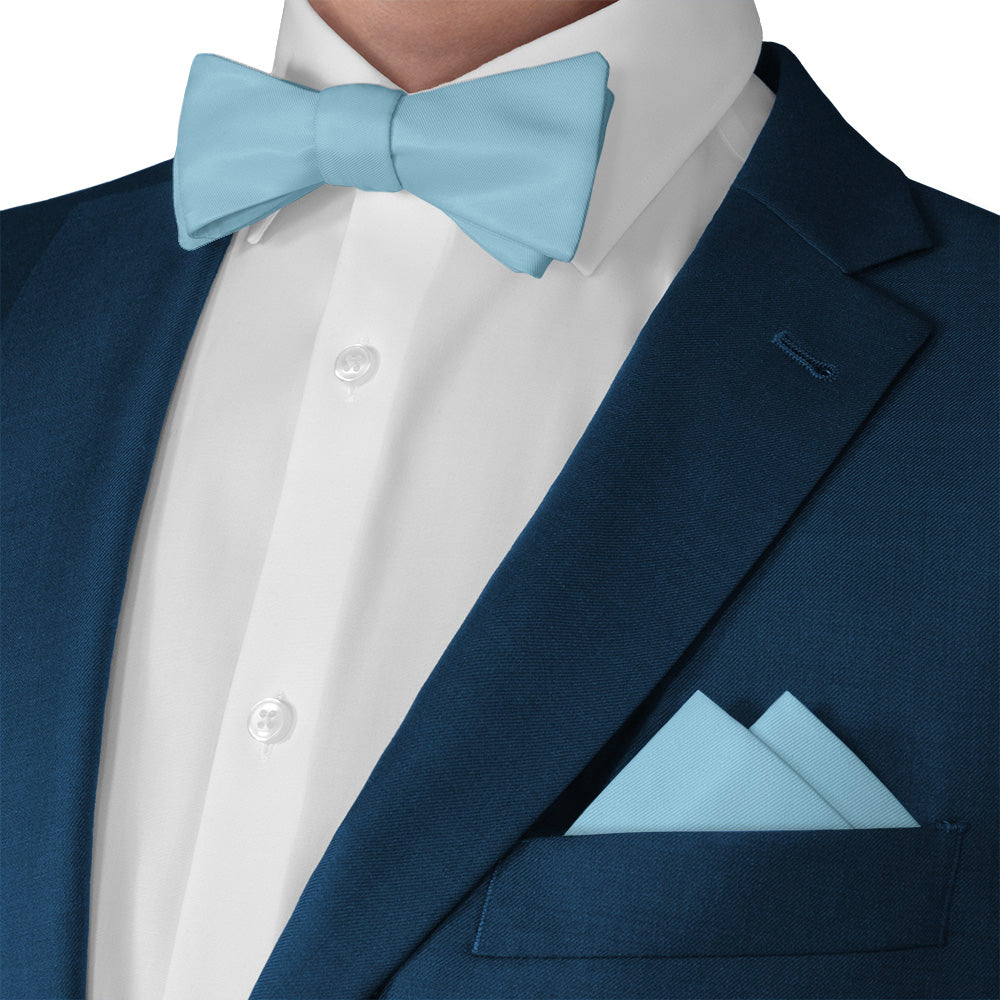Solid KT Light Blue Pocket Square - Matching Bow Tie - Knotty Tie Co.