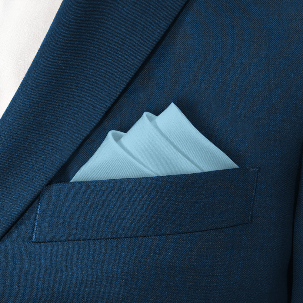 Solid KT Light Blue Pocket Square - Stairs Fold - Knotty Tie Co.