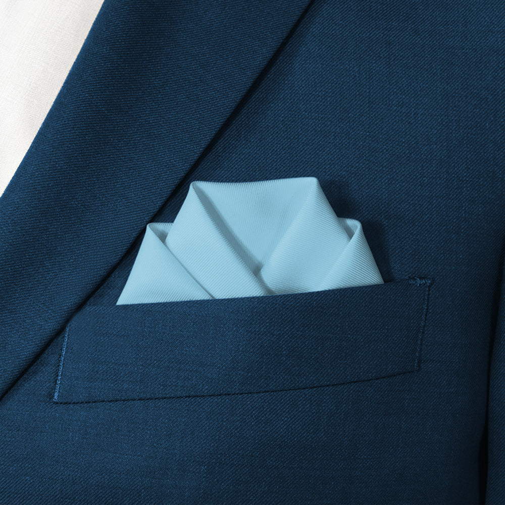 Solid KT Light Blue Pocket Square - Scalloped Fold - Knotty Tie Co.