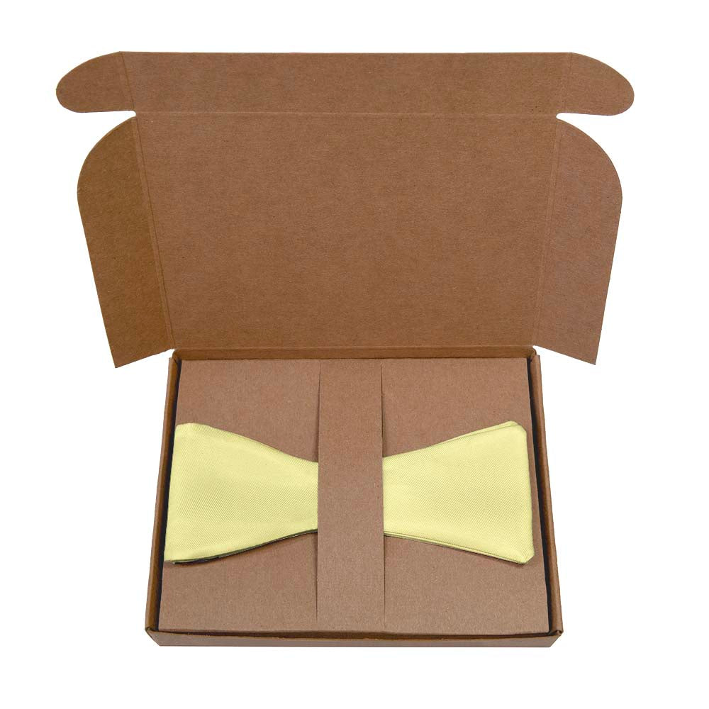 Solid KT Light Yellow Bow Tie- Kraft Gift Box Packaging - Knotty Tie Co.