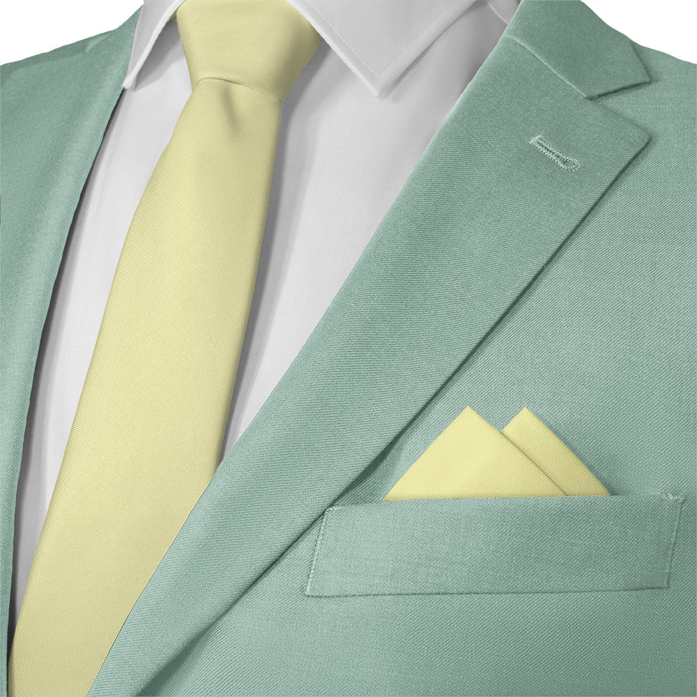 Solid KT Light Yellow Pocket Square - Matching Necktie- Knotty Tie Co.