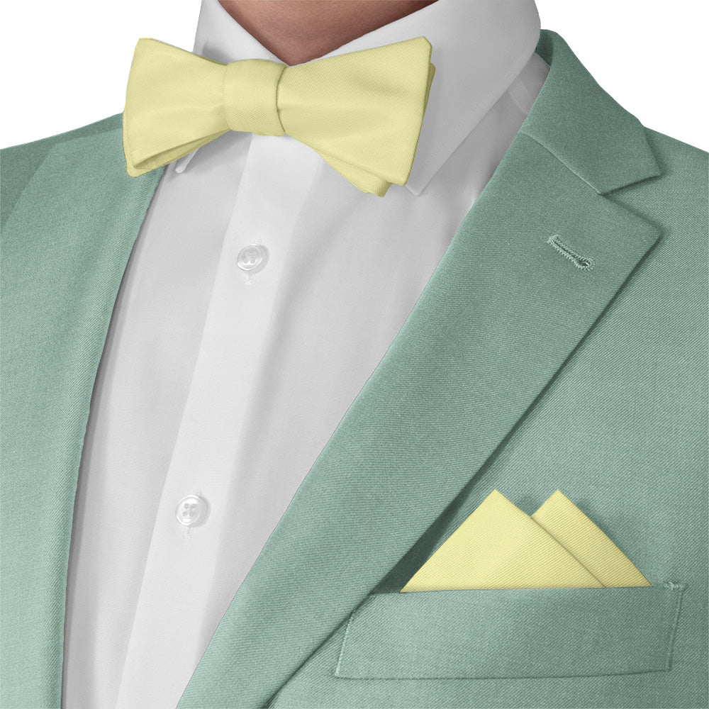 Solid KT Light Yellow Pocket Square - Matching Bow Tie - Knotty Tie Co.