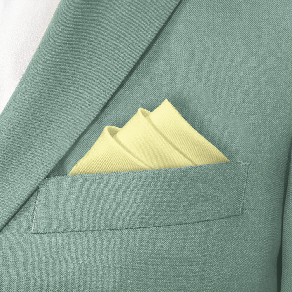 Solid KT Light Yellow Pocket Square - Stairs Fold - Knotty Tie Co.