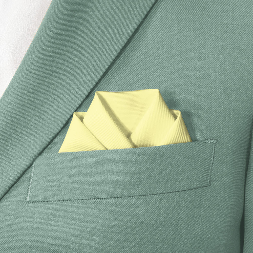Solid KT Light Yellow Pocket Square - Scalloped Fold - Knotty Tie Co.