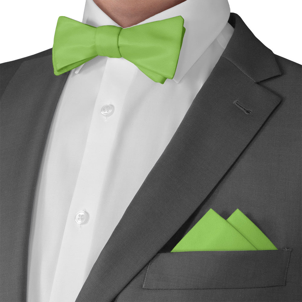 Solid KT Lime Pocket Square - Matching Bow Tie - Knotty Tie Co.