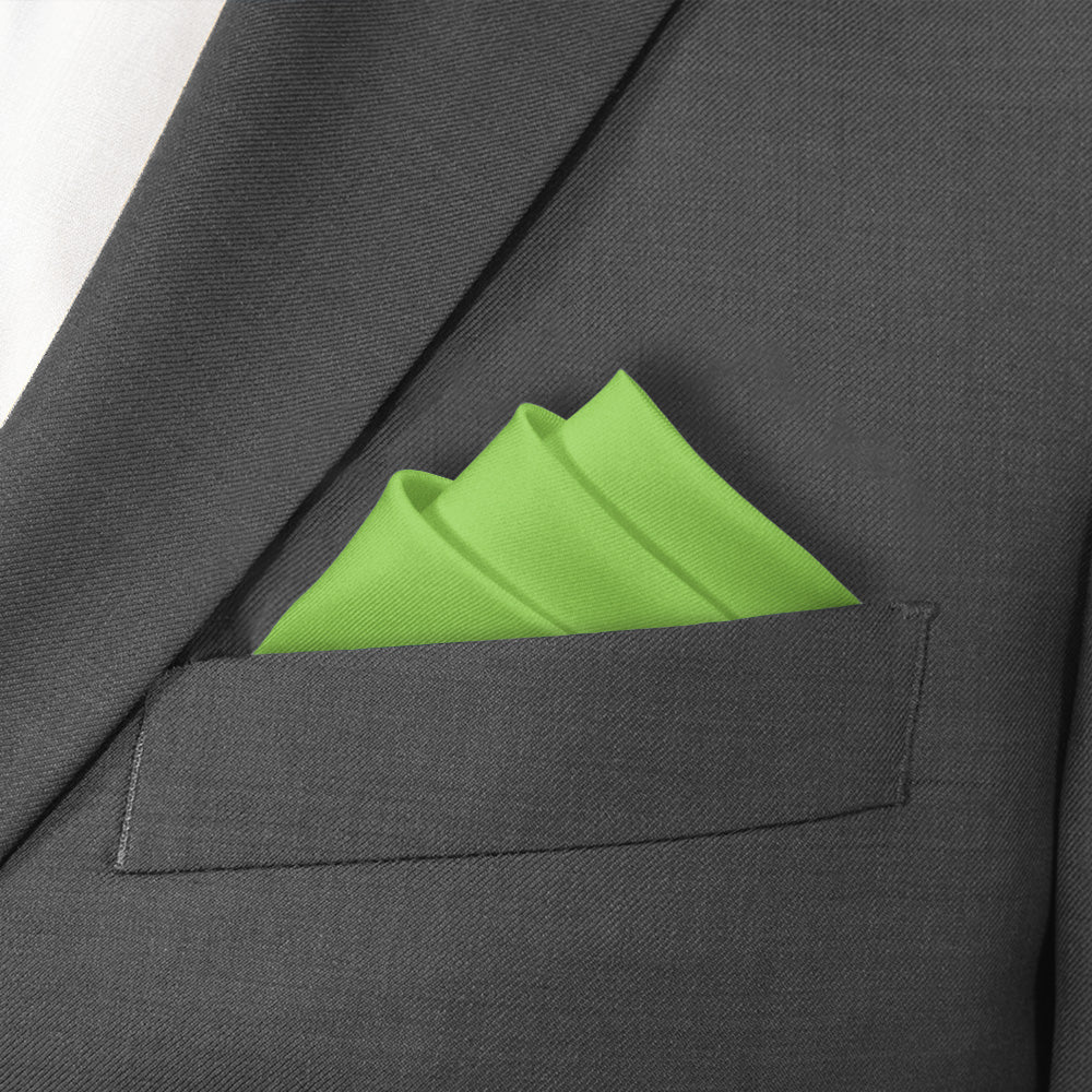 Solid KT Lime Pocket Square - Stairs Fold - Knotty Tie Co.