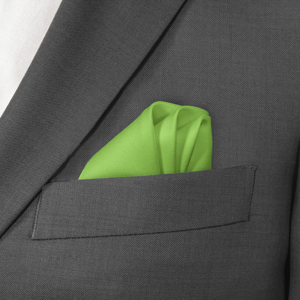Solid KT Lime Pocket Square - Wave Fold - Knotty Tie Co.