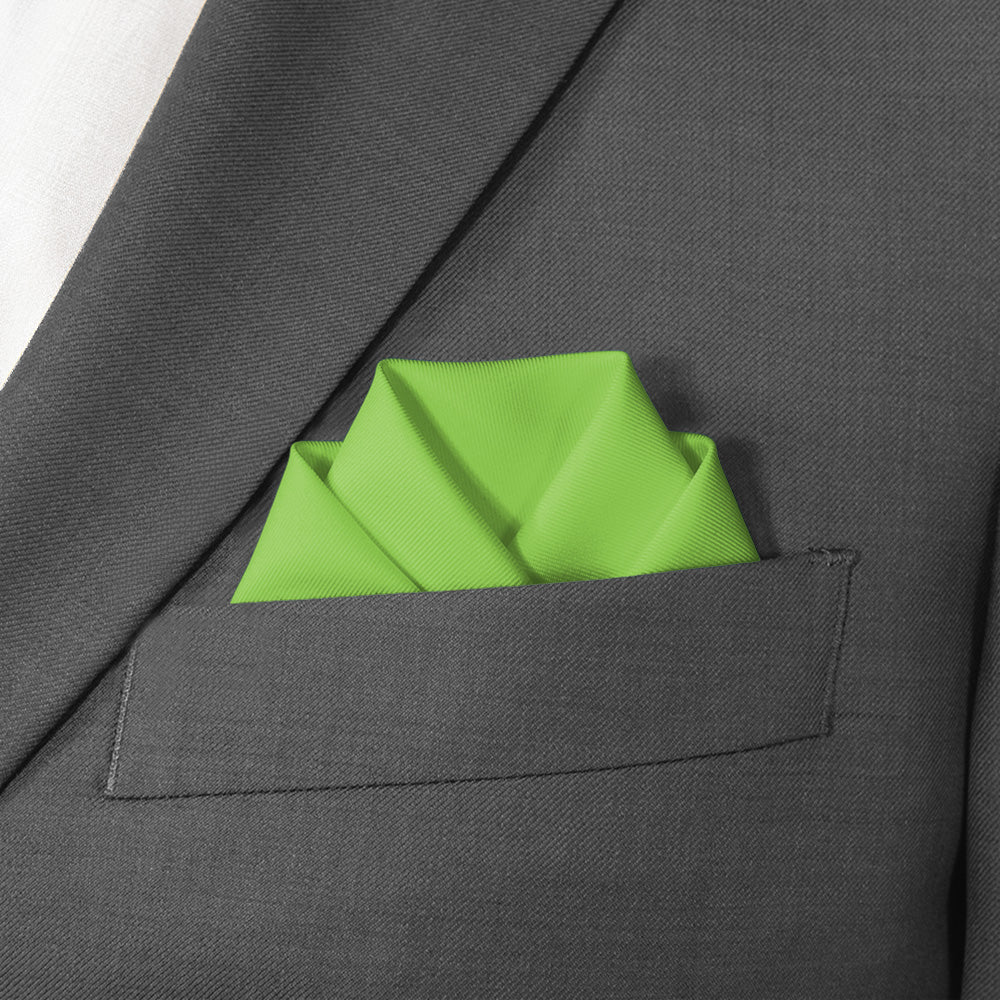 Solid KT Lime Pocket Square - Scalloped Fold - Knotty Tie Co.