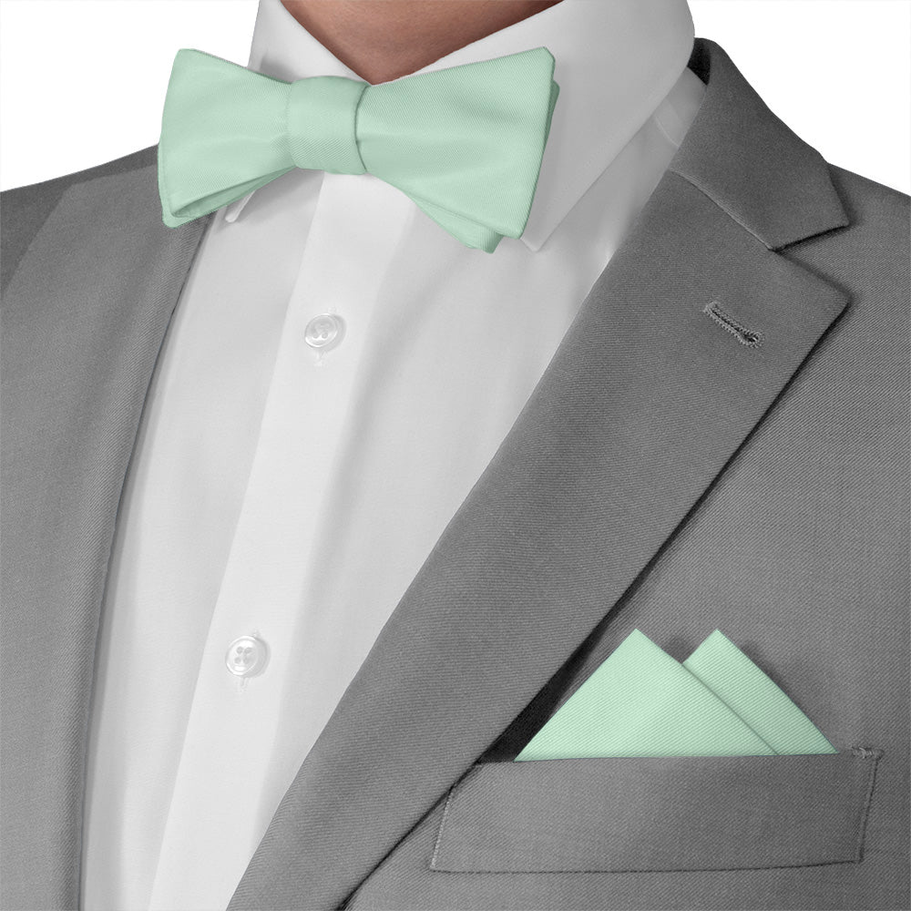Solid KT Mint Pocket Square - Matching Bow Tie - Knotty Tie Co.