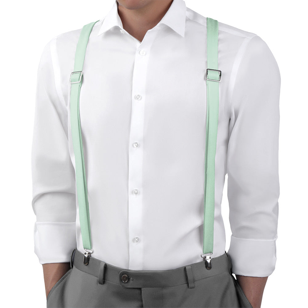 Solid KT Mint Suspenders - On Model Back View - Knotty Tie Co.
