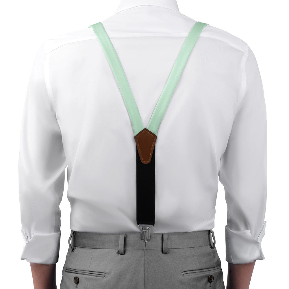 Solid KT Mint Suspenders - On Model Front View - Knotty Tie Co.
