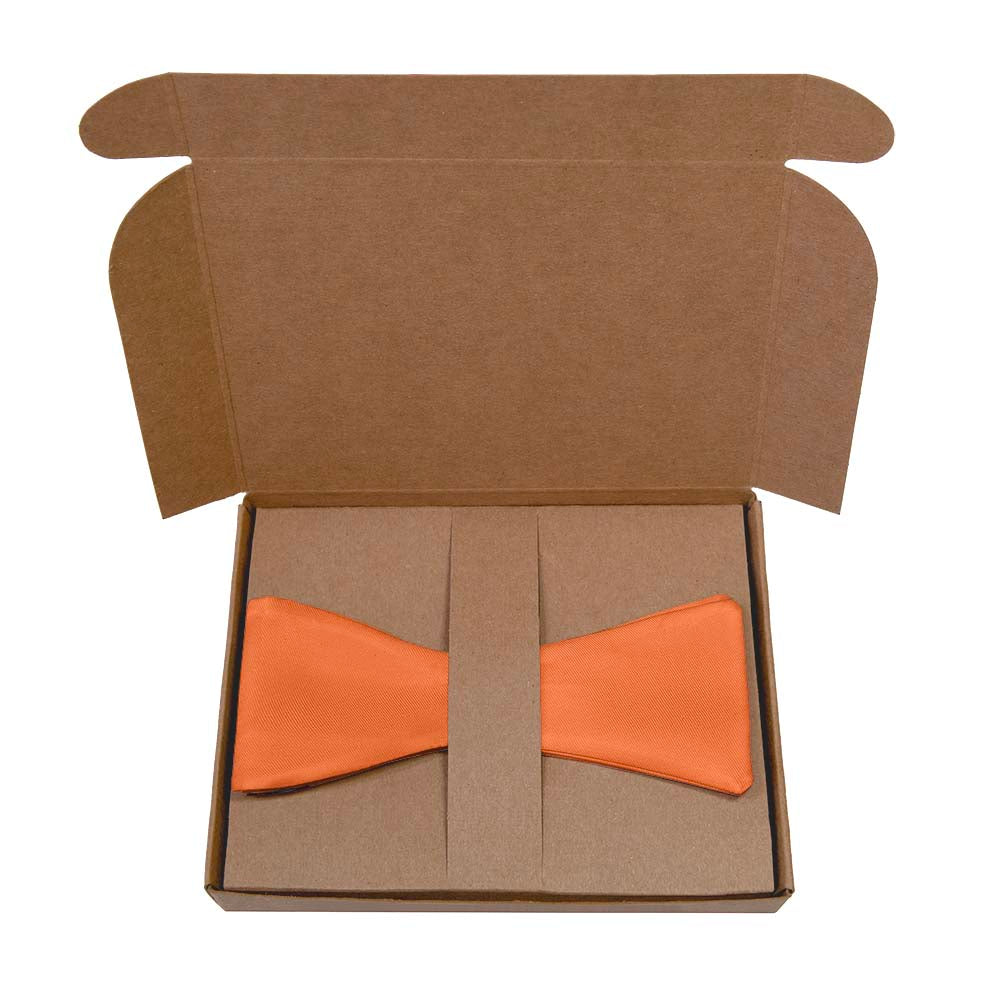 Solid KT Orange Bow Tie- Kraft Gift Box Packaging - Knotty Tie Co.