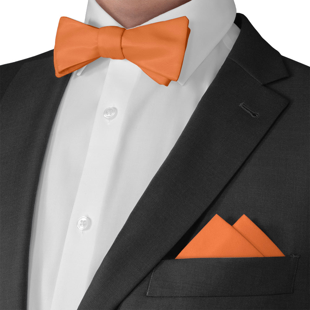 Solid KT Orange Pocket Square - Matching Bow Tie - Knotty Tie Co.