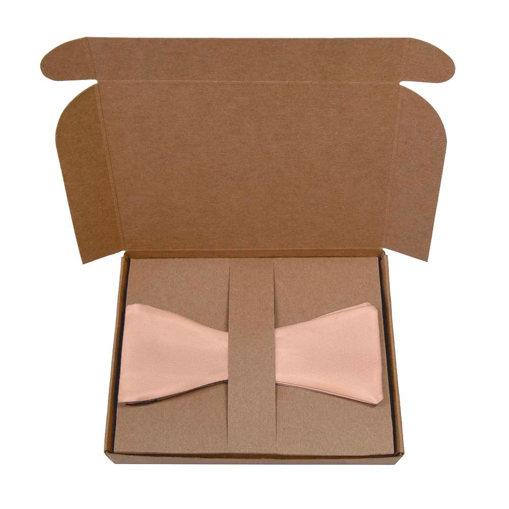 Solid KT Peach Bow Tie- Kraft Gift Box Packaging - Knotty Tie Co.