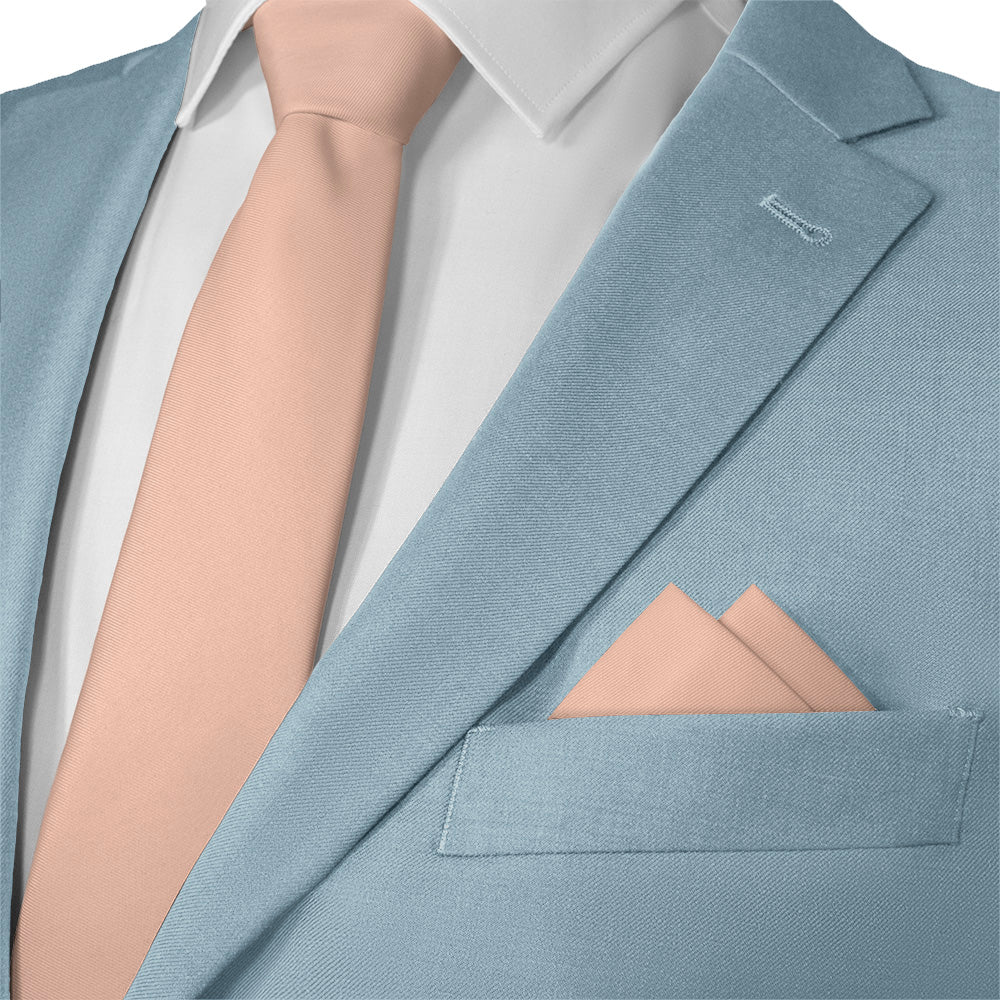 Solid KT Peach Pocket Square - Matching Necktie- Knotty Tie Co.