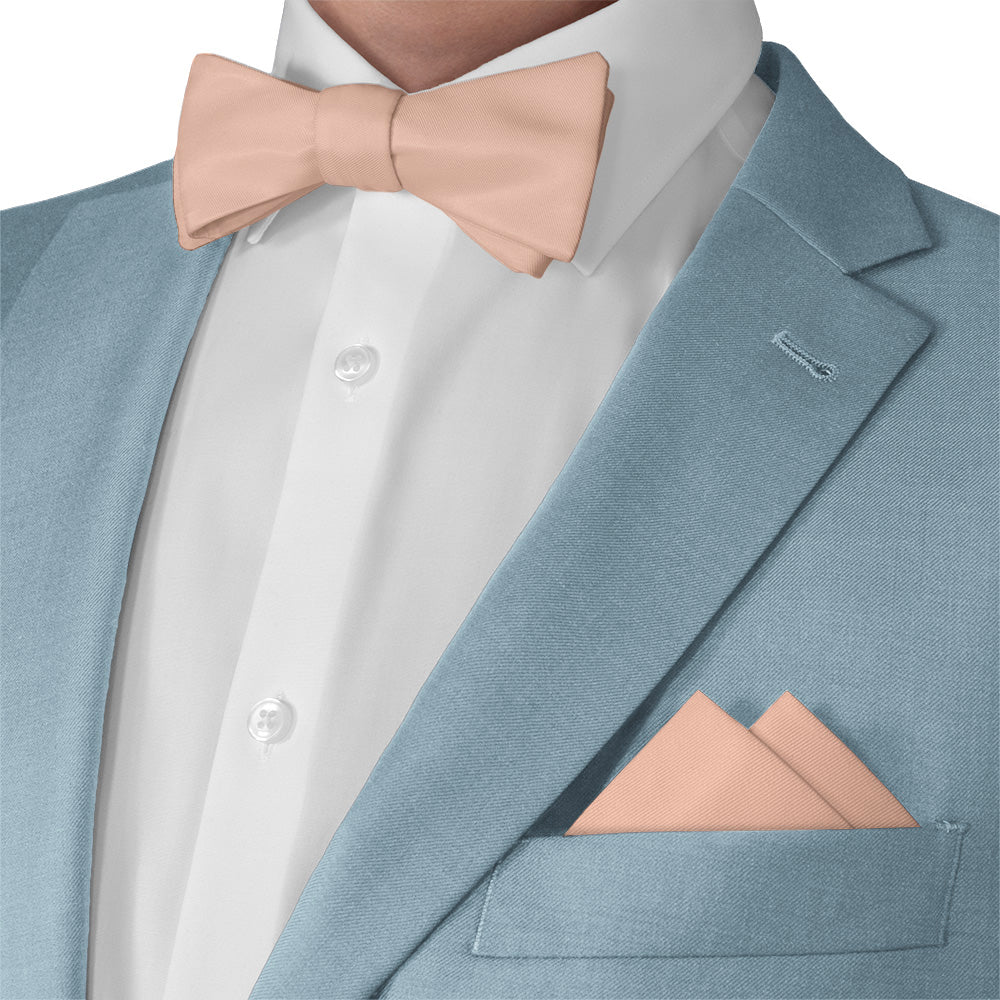 Solid KT Peach Pocket Square - Matching Bow Tie - Knotty Tie Co.