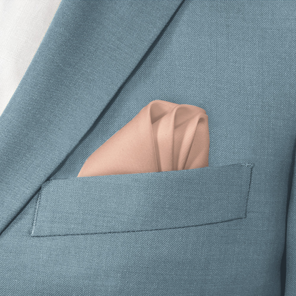 Solid KT Peach Pocket Square - Wave Fold - Knotty Tie Co.