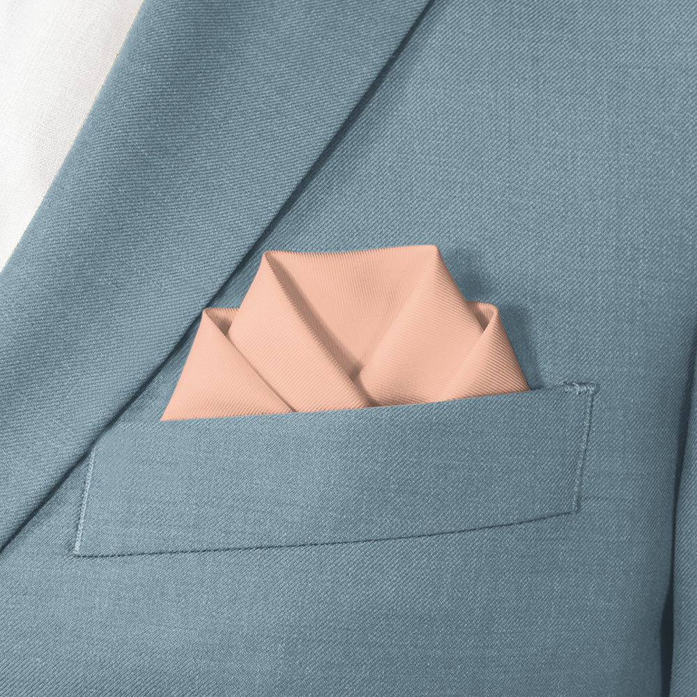 Solid KT Peach Pocket Square - Scalloped Fold - Knotty Tie Co.