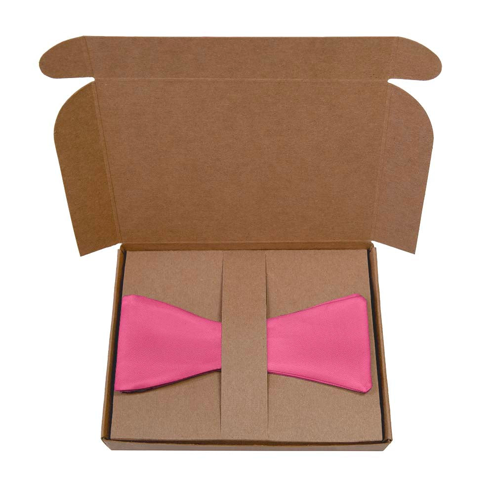 Solid KT Pink Bow Tie- Kraft Gift Box Packaging - Knotty Tie Co.