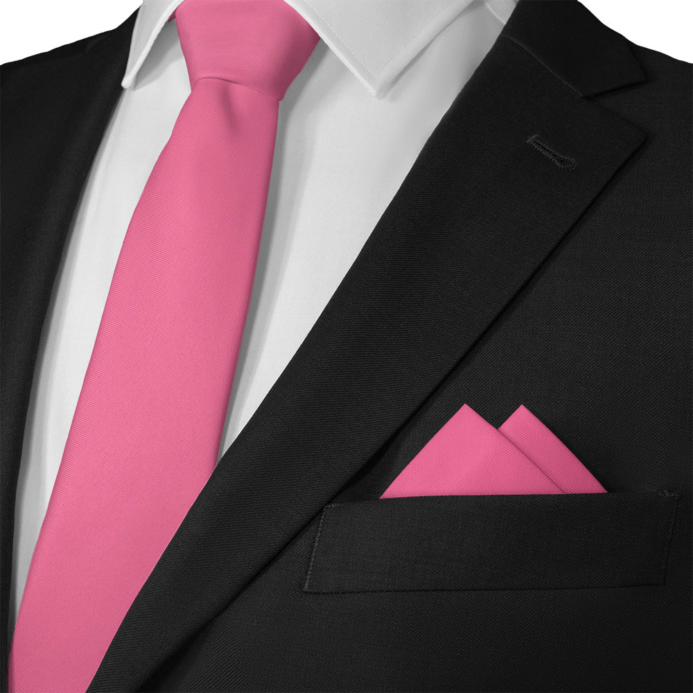 Solid KT Pink Pocket Square - Matching Necktie- Knotty Tie Co.