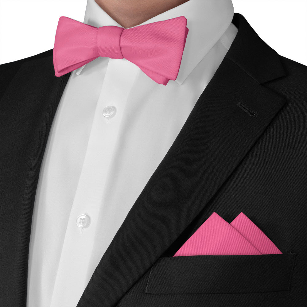 Solid KT Pink Pocket Square - Matching Bow Tie - Knotty Tie Co.