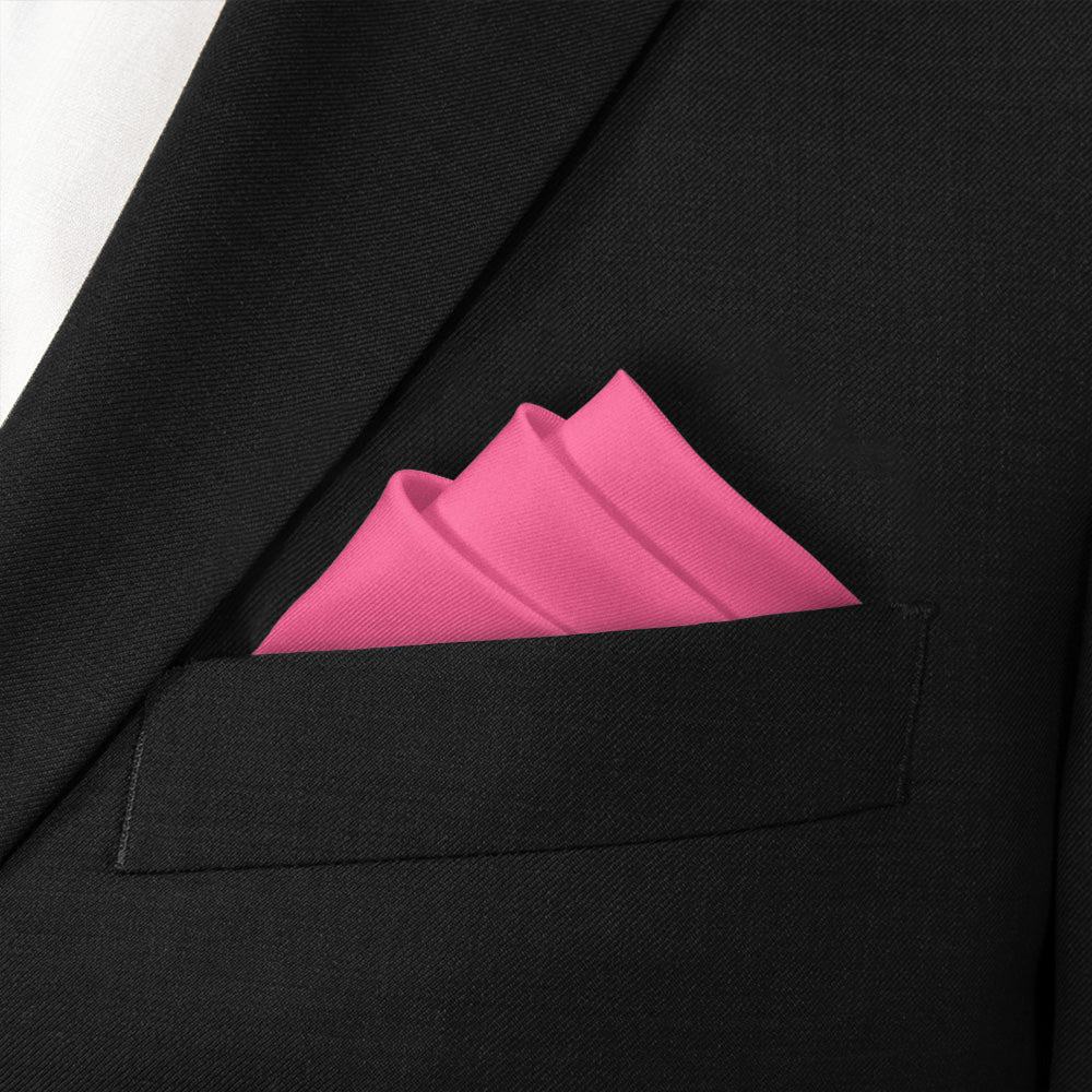 Solid KT Pink Pocket Square - Stairs Fold - Knotty Tie Co.