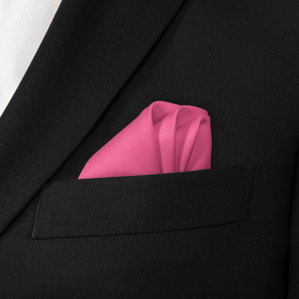 Solid KT Pink Pocket Square - Wave Fold - Knotty Tie Co.