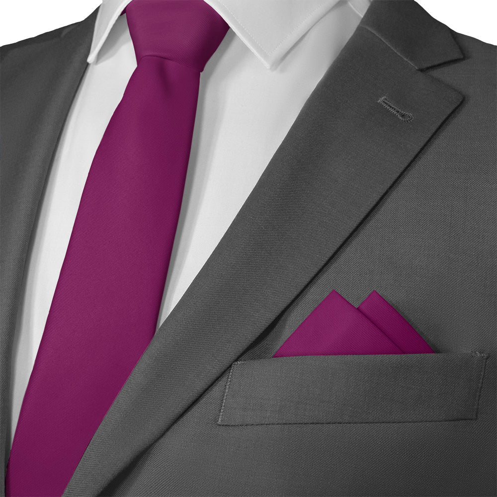 Solid KT Plum Pocket Square - Matching Necktie- Knotty Tie Co.