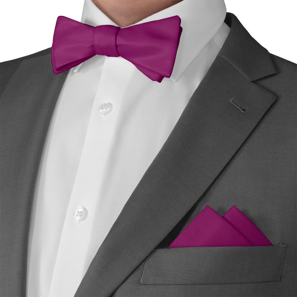 Solid KT Plum Pocket Square - Matching Bow Tie - Knotty Tie Co.