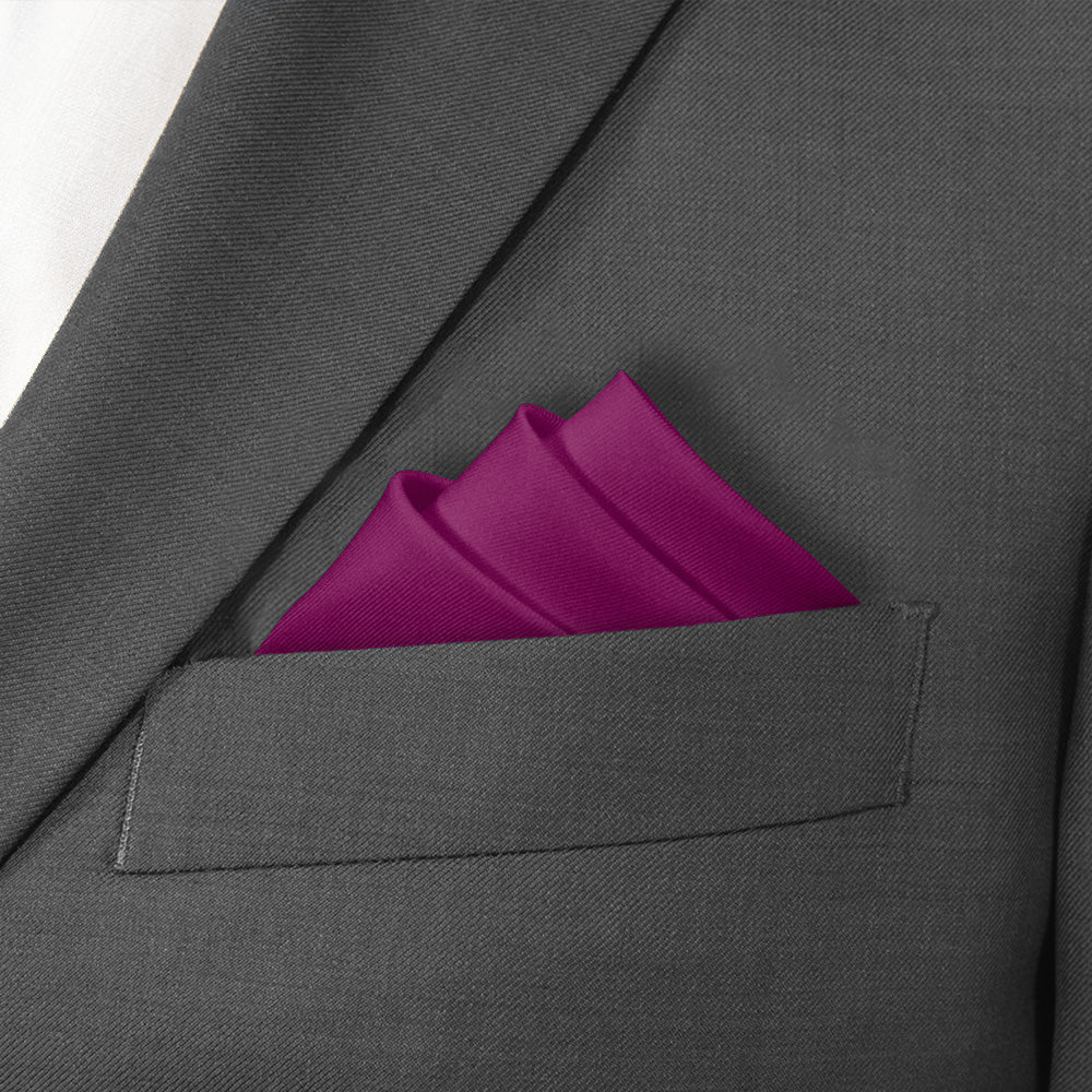 Solid KT Plum Pocket Square - Stairs Fold - Knotty Tie Co.