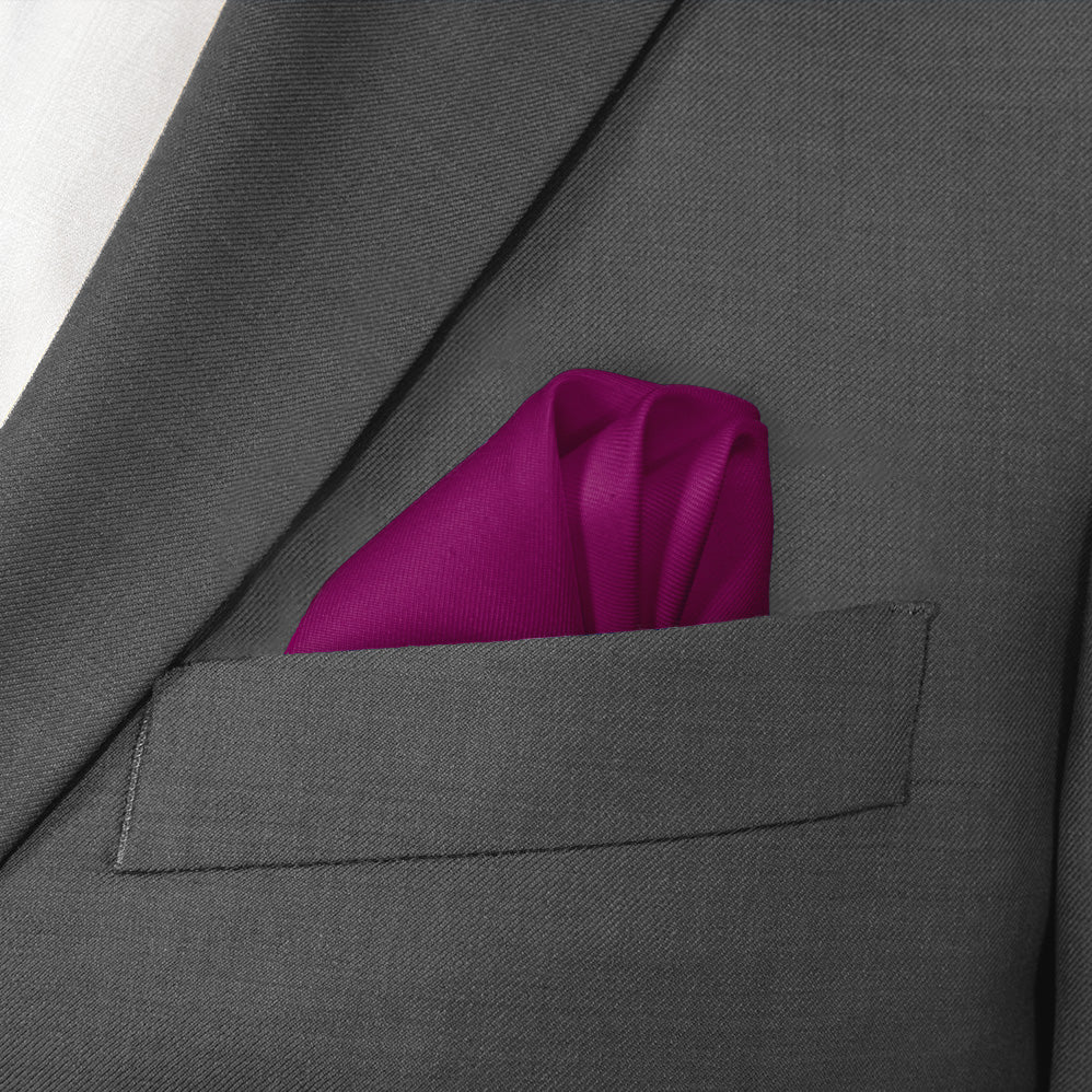 Solid KT Plum Pocket Square - Wave Fold - Knotty Tie Co.