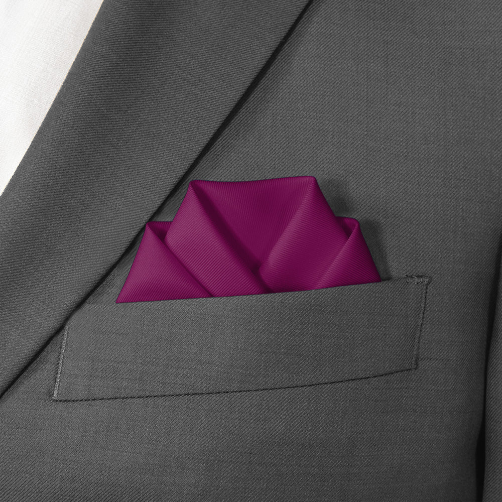 Solid KT Plum Pocket Square - Scalloped Fold - Knotty Tie Co.