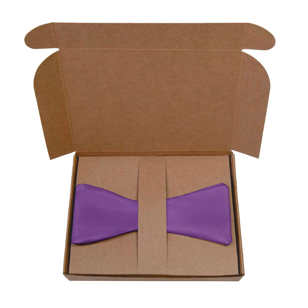 Solid KT Purple Bow Tie- Kraft Gift Box Packaging - Knotty Tie Co.