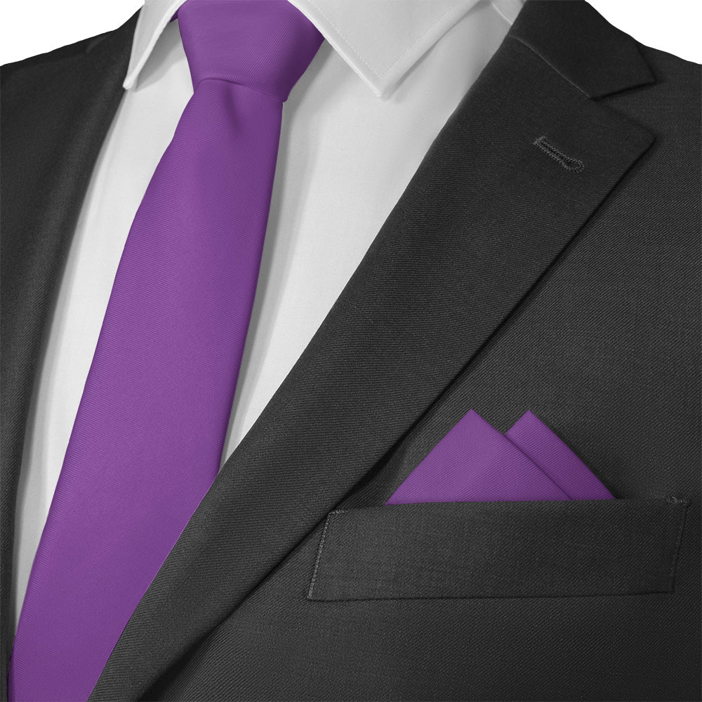 Solid KT Purple Pocket Square - Matching Necktie- Knotty Tie Co.
