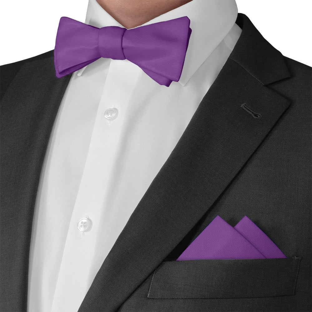 Solid KT Purple Pocket Square - Matching Bow Tie - Knotty Tie Co.