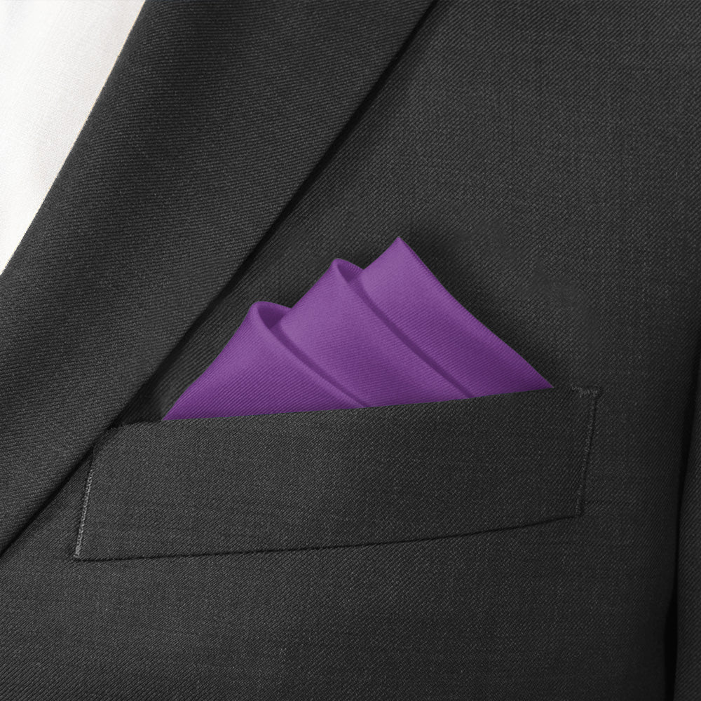 Solid KT Purple Pocket Square - Stairs Fold - Knotty Tie Co.