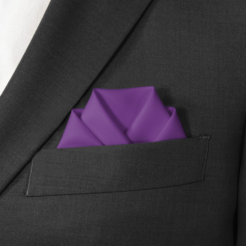 Solid KT Purple Pocket Square - Scalloped Fold - Knotty Tie Co.