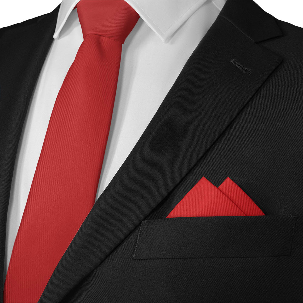 Solid KT Red Pocket Square - Matching Necktie- Knotty Tie Co.