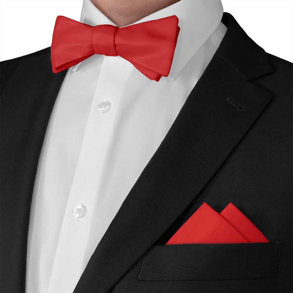 Solid KT Red Pocket Square - Matching Bow Tie - Knotty Tie Co.