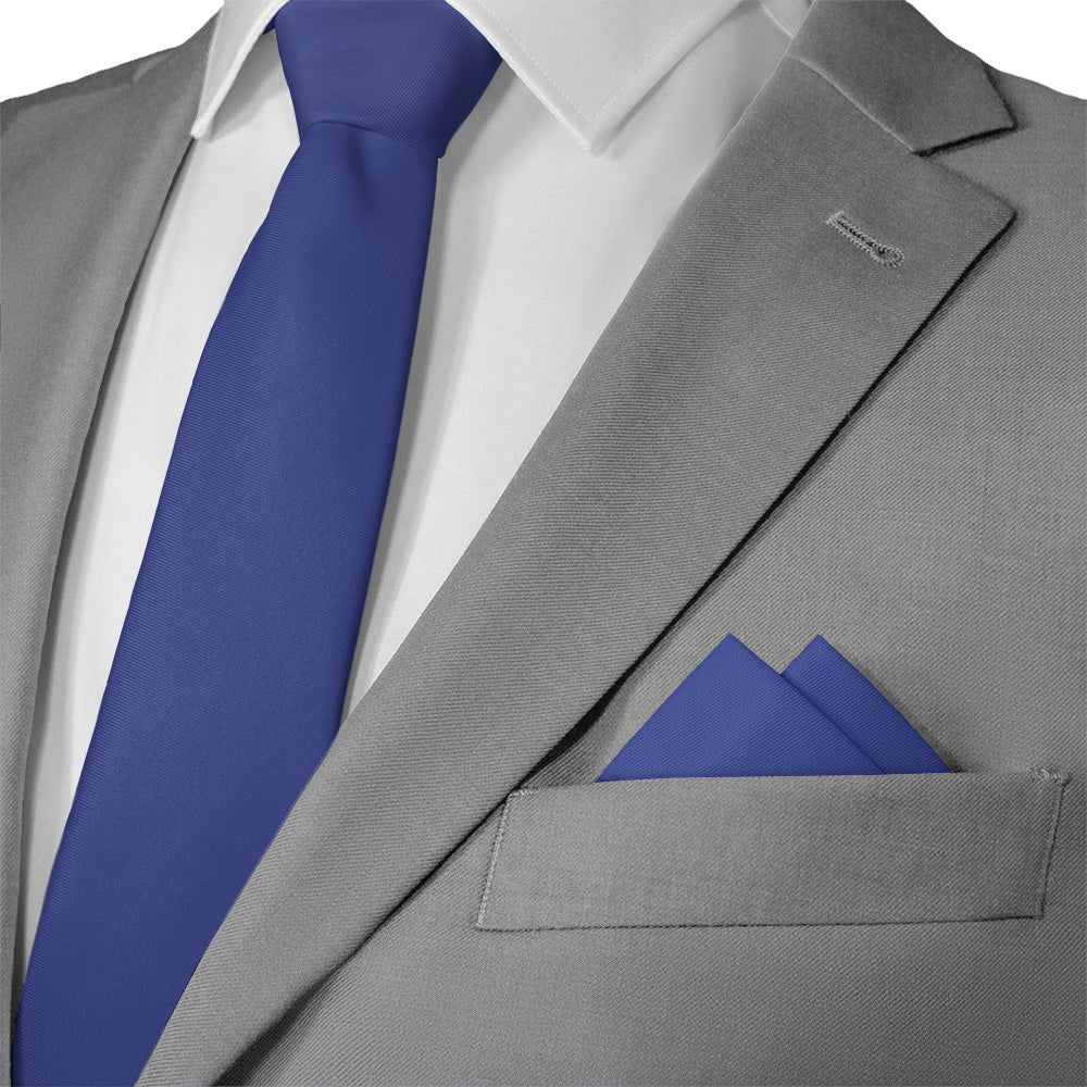 Solid KT Royal Blue Pocket Square - Matching Necktie- Knotty Tie Co.