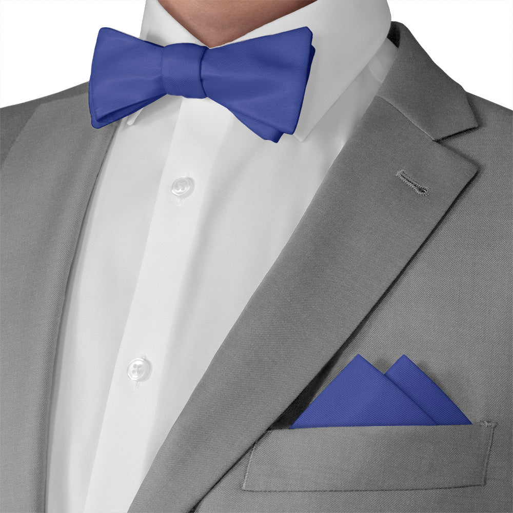 Solid KT Royal Blue Pocket Square - Matching Bow Tie - Knotty Tie Co.