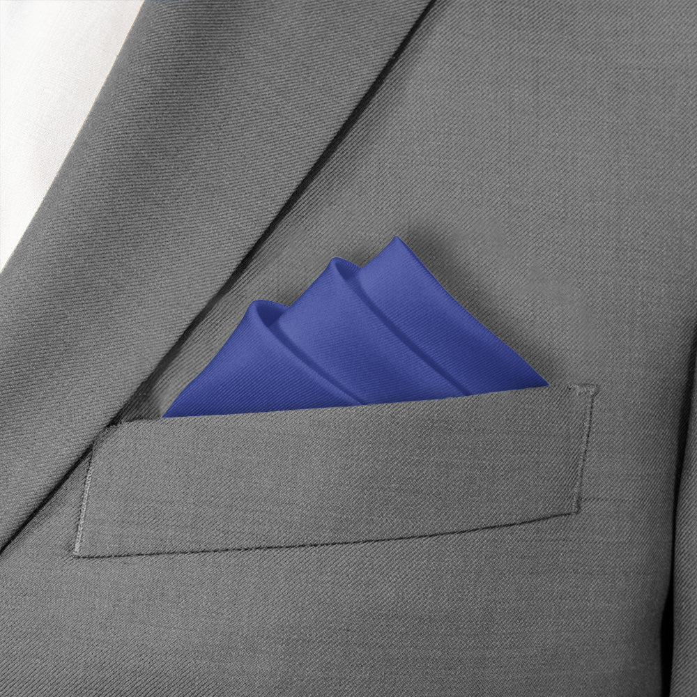 Solid KT Royal Blue Pocket Square - Stairs Fold - Knotty Tie Co.