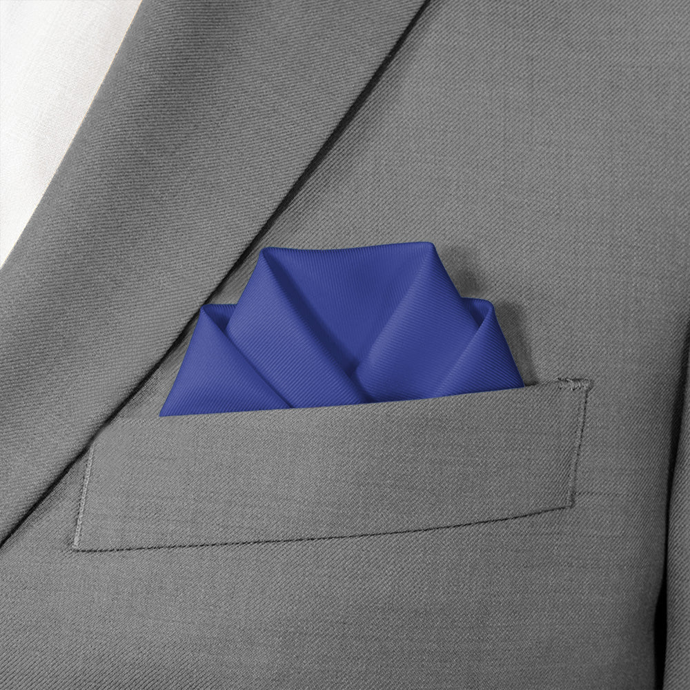 Solid KT Royal Blue Pocket Square - Scalloped Fold - Knotty Tie Co.