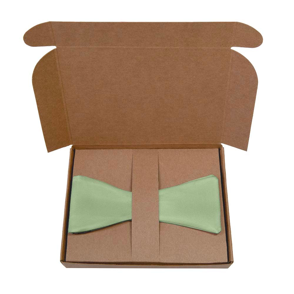 Solid KT Sage Green Bow Tie- Kraft Gift Box Packaging - Knotty Tie Co.