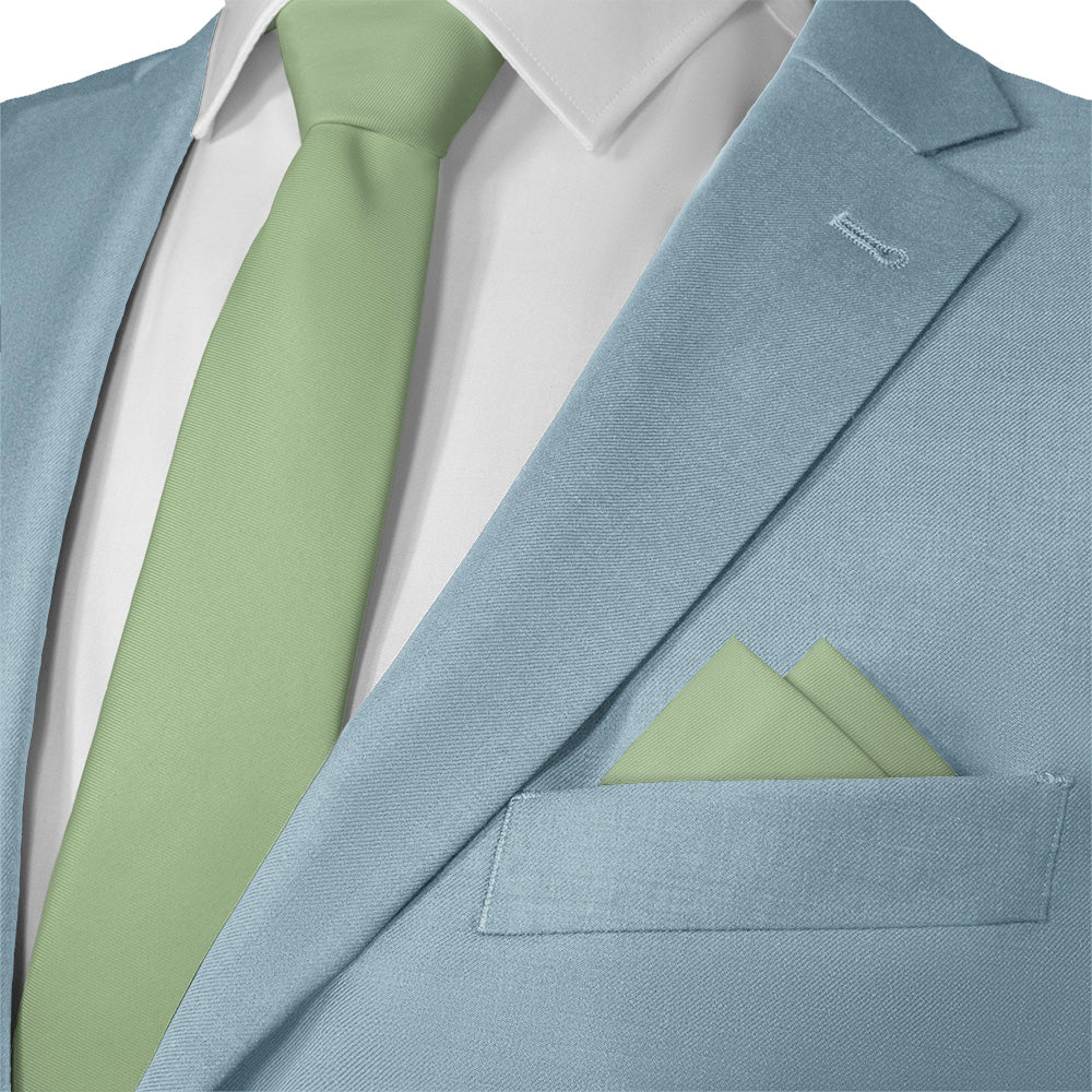 Solid KT Sage Green Pocket Square - Matching Necktie- Knotty Tie Co.